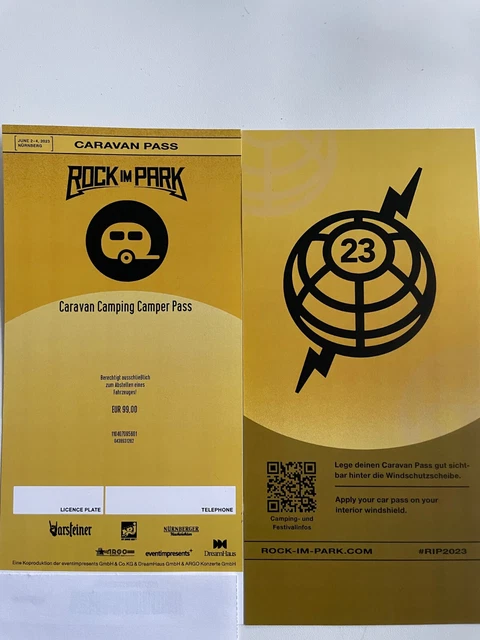 Rock im Park 2023 Caravan Camping Camper Pass für Wohnmobile