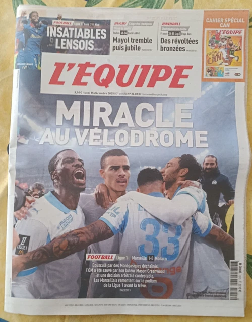 JOURNAL L'ÉQUIPE DU lundi 22 décembre 2025 - 80e année