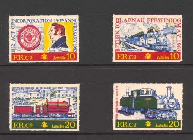 Festiniog Railway 1982   Return to Blaenau Railway Letter Stamps  MNH