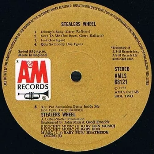 STEALERS WHEEL Stealers Wheel Vinyl Record LP A&M 1972 Original & Gerry Rafferty 3