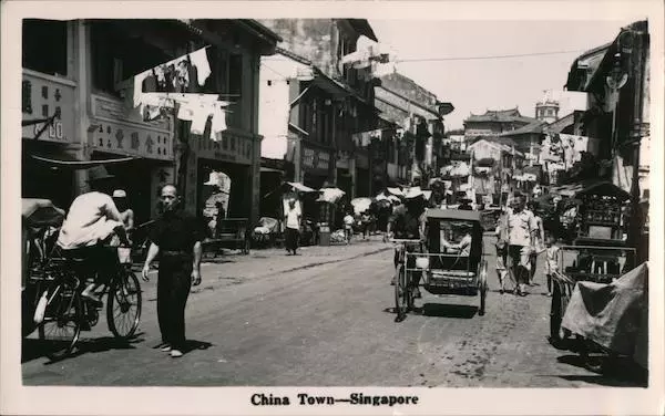 Singapore RPPC China Town,Bicycles Real Photo Post Card Vintage