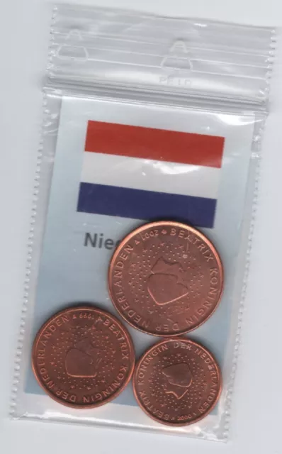 Kursmünzen Niederlande 1,2 und 5 Cent 1999,2000,2001