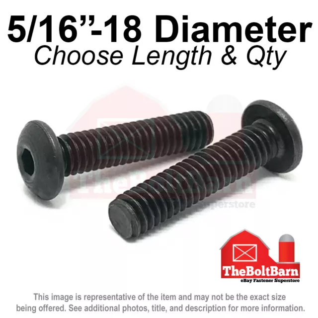 5/16"-18 Alloy Button Socket Head Cap Screws Bolts Black Oxide (Pick Size & Qty)