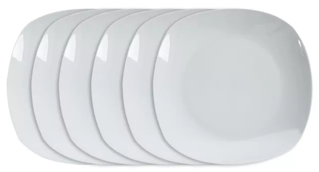 Speiseteller 6er Set Flachteller Essteller Flach Porzellan Weiß Eckig 27 cm
