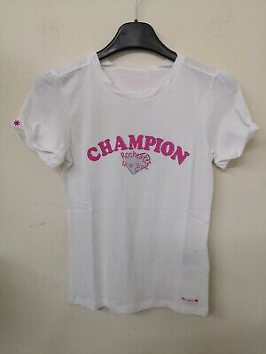 CHAMPION  t-shirt manica corta stampa centrale logo rosa 100% originale bambina