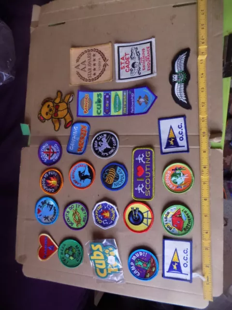vintage large  Job lot  cloth patches, Badges, Mainly Cubs, Scouts