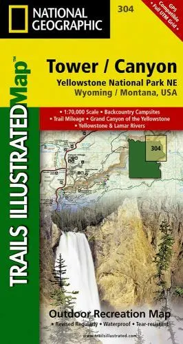 Yellowstone National Park NE - Tower & Canyon Trail Map  map Used - Very Good