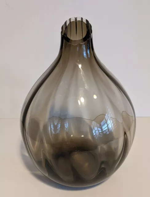 Mikasa Art Glass Ribbed Handblown Round Vase 10-1/2”T