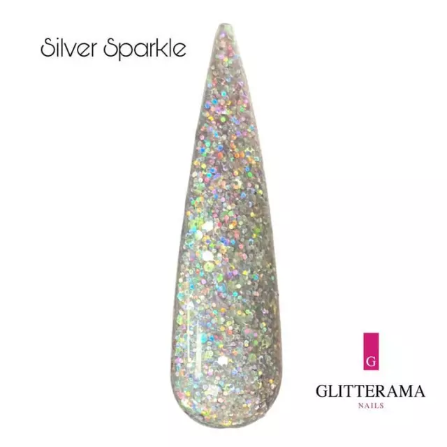 SILVER SPARKLE Glitter acrylic powder Glitterama Nails chunky tinsel sparkle