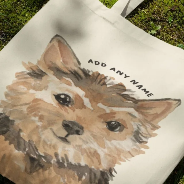 Personalised Norfolk Terrier Dog Portrait Natural Cotton Shopper Tote