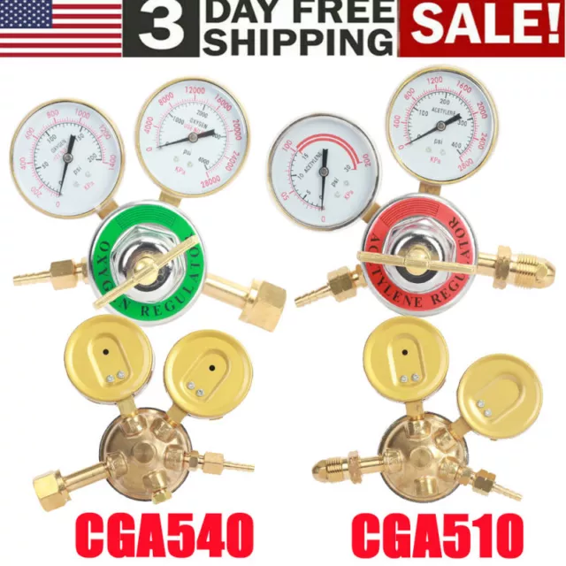 Solid Brass Oxygen Acetylene Regulators 4 Welding Fit Gas Torch Cutting