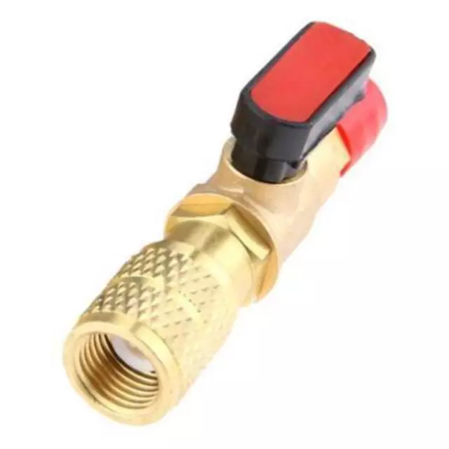 1/4" SAE Male Refrigerant Straight Ball Valve Adapter Brass for AC Charging