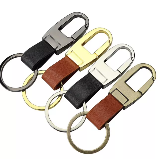 Men Creative Metal Leather Key Chain Ring Keyfob Car Keyring Keychain Holder