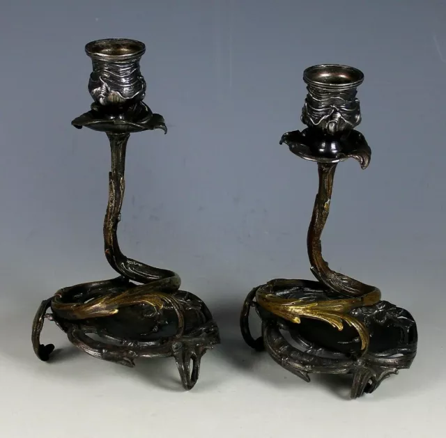 Pair of Ornate Bronze Candlesticks Candle Holders