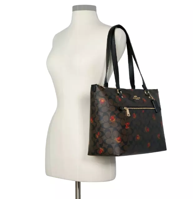 COACH C5803 Gallery Tote In Signature Canvas With Pop Floral Print GOLD HARDWARE