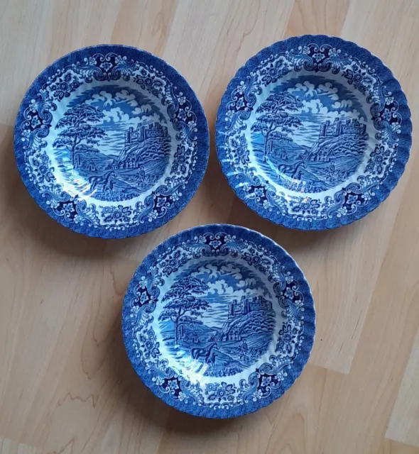 Set of 3 Hostess Tableware Olde Country Castles Blue & White Bowls, 23 cm