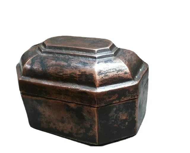 Old Copper Handcrafted Bettel Nuts Supari Box , Rich Patina