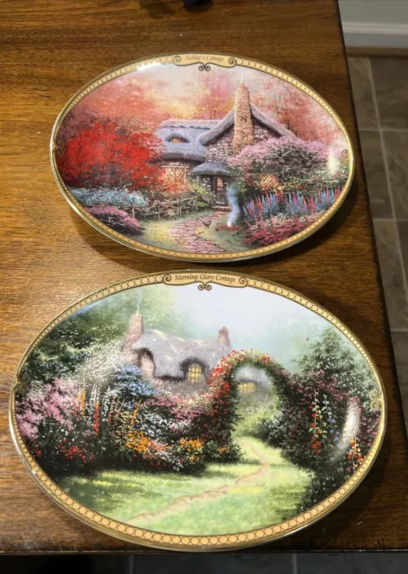 2 Thomas Kinkades Scenes of Serenity Cottages 1995 Collectors Plates