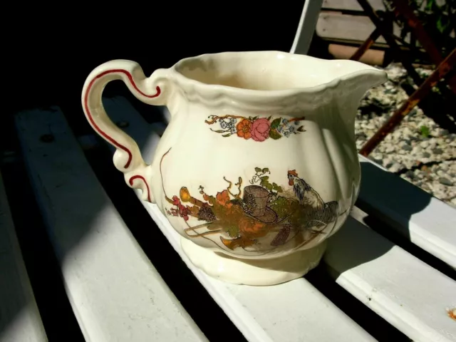 Joli CRÉMIER POT à LAIT ancien faïence SARREGUEMINES décor Alsacien OBERNAI