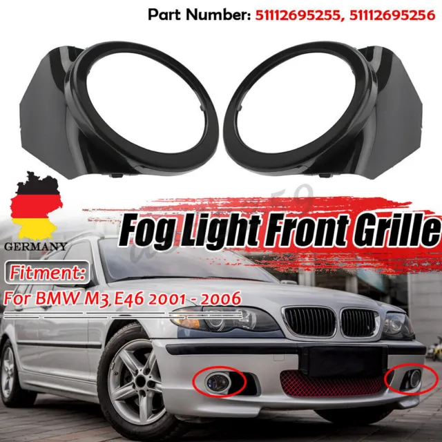 FÜR BMW E46 M3 01-06 Paar Nebelscheinwerfer Blende Abdeckung