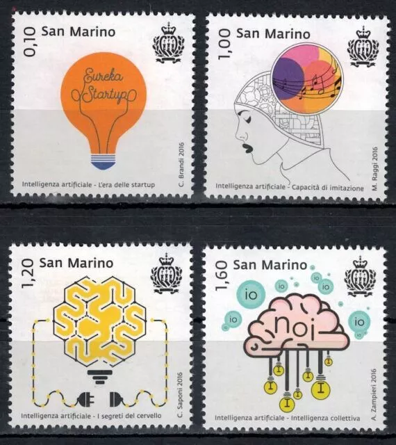 San Marine 2016 Intelligence Künstlicher 4 Briefmarken Neu Komplette Serie -20%