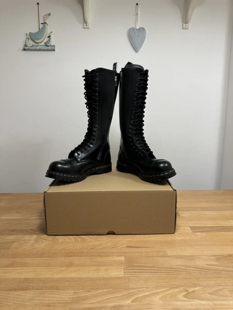 GRIPFAST BLACK HI SHINE With Zip 20 Eye Steel Toe Derby Boot UK9 Only 259 259.00 PicClick UK
