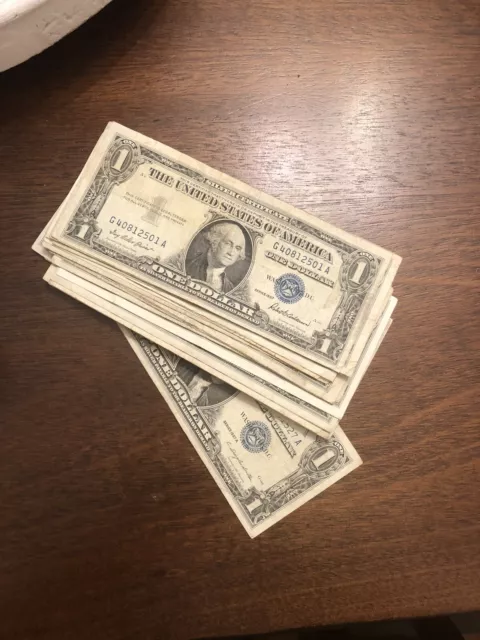 ✔ One 1957 Blue Seal $1 Dollar Silver Certificate, VG/VF, Old US One Dollar Bill