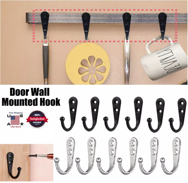 20 × Door Wall Mounted Hook Single Robe Coat Holder Key Hanger w/ Screws Set USA