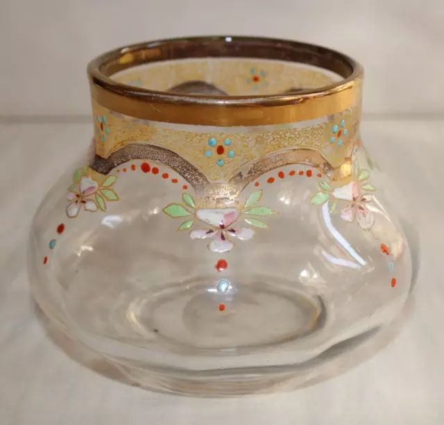 Petit vase boule en verre émaillé Art Nouveau hauteur 9.5 cm