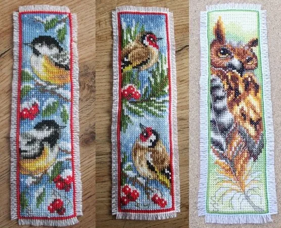 *Completed  Handmade Cross Stitch Bookmarks~Birds*