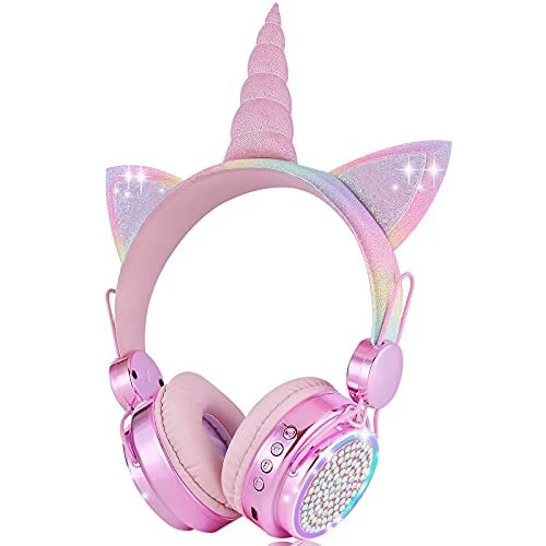 KORABA Kids Wireless Headphones for Girls Children Teens, LED Light Up Blueto...