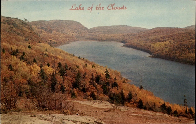 Michigan White Pine Lake of Clouds Upper Peninsula autumn ~ 1970s postcard