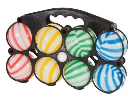 Jeu 8 boules de petanque plastique colore 70 mm avec panier - Enfant