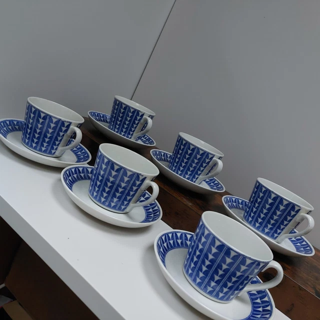 6 GEFLE UPSALA Ekeby Variant Percy Small Cup Saucer Espresso