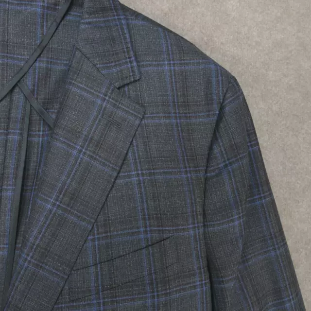 $645 PETER MILLAR Sport Coat Jacket Mens Size 48R Wool Gray Blue Plaid