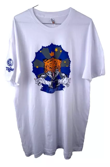 Tiger Lager Beer Singapore Brewery T-Shirt Adult Size Large White