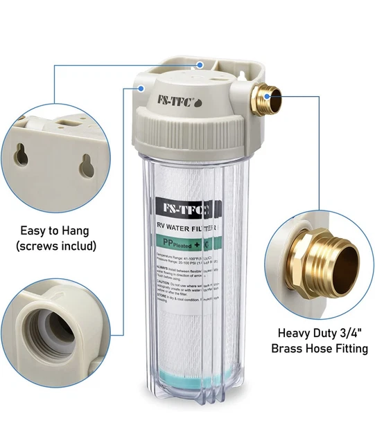 RV WATER FILTER System Reduces Bad Taste Odors Chlorine Sediment New In