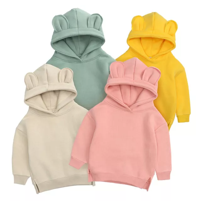 Toddler Baby Kids Boy Girl Hooded Pullover Cartoon 3D Ear Hoodie Sweatshirt Top