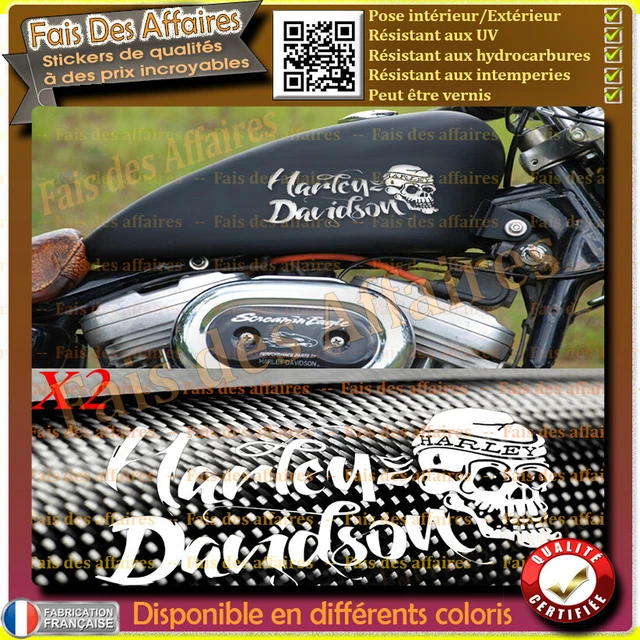 2 Stickers Harley-Davidson Sportster Iron Réservoir Moto - Crâne Custom, Neuf