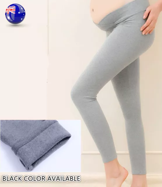 Women Maternity Pregnant Mum Belly support Cotton Black Leggings