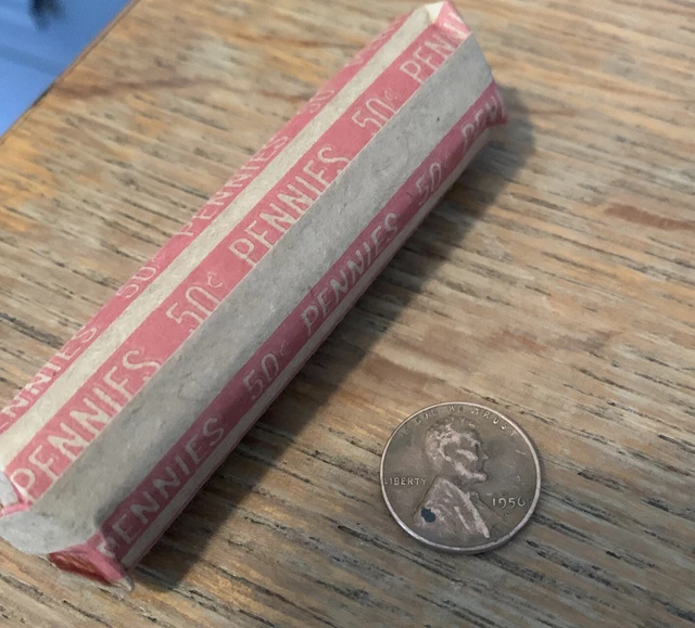 1 US Lincoln Wheat Cent Penny Roll 1930s to 1950s (50 Coins) uncerified