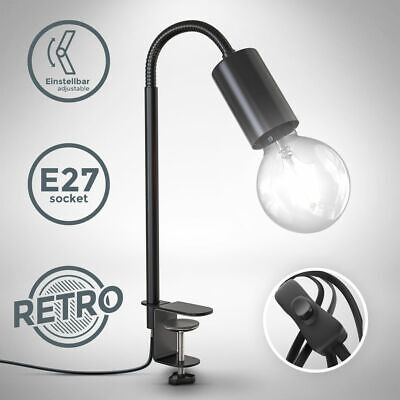 Lampe de lecture pivotante interrupteur patte à vis E27 lampe de table noir