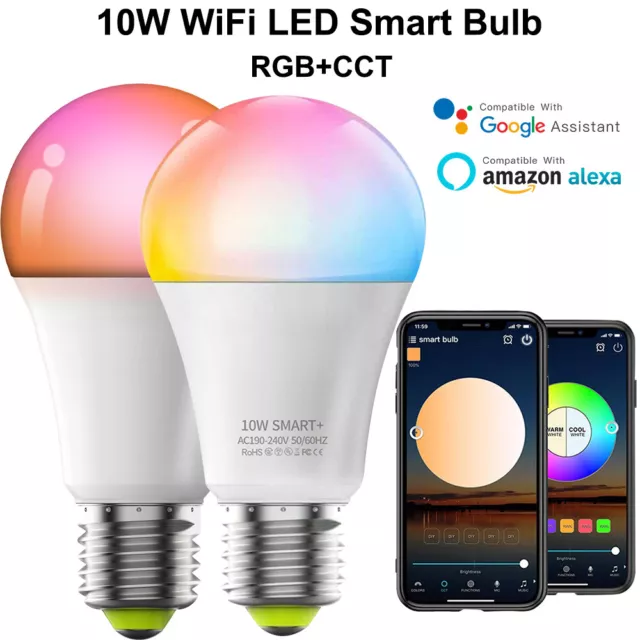 LED Smart Glühbirne RGB 10W E27 Wifi Birne Leuchtemittel Lampe für Alexa Google