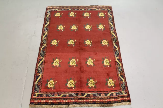 Ancien tapis traditionnel laine orientale Qashqui fait main 205 cm x 130 cm