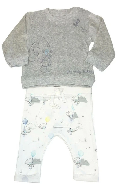 Ex M&S Tatty Teddy Baby Boy Grey Top & Bottoms Outfit Set Age N/B 0 3 6 Months