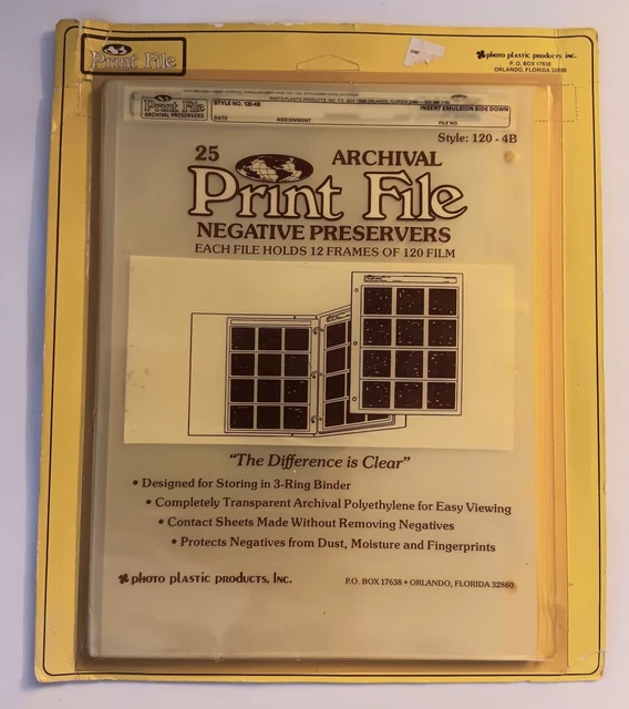 Print File Negative Saver Sleeve 25 Pcs Style 120-4B 12frames Of 120 Film