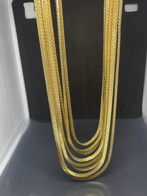 Vintage Signed Monet Gold Tone Multistrand Statement Runway 15-17”  Necklace 3