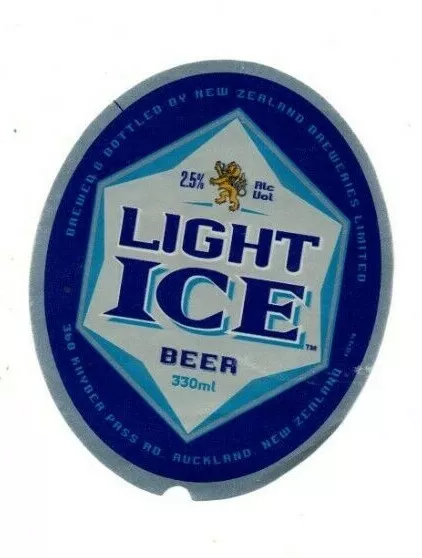 New Zealand Beer Label - New Zealand Breweries, Auckland - Light Ice Beer