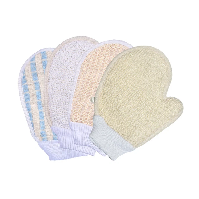 2 Stück Peeling-Badeschwämme – Luffa-Handschuh Mit Baumwoll- & Netz-Seite, Elastisch, Mit Aufhängebändchen