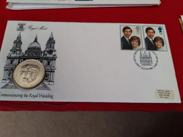 First Day Cover Of Charles & Diana Wedding 1981 Complete With Crown Coin